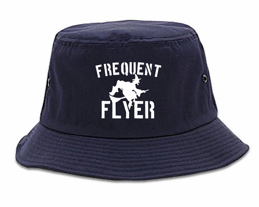 Frequent Flyer Witch Funny Halloween Mens Bucket Hat