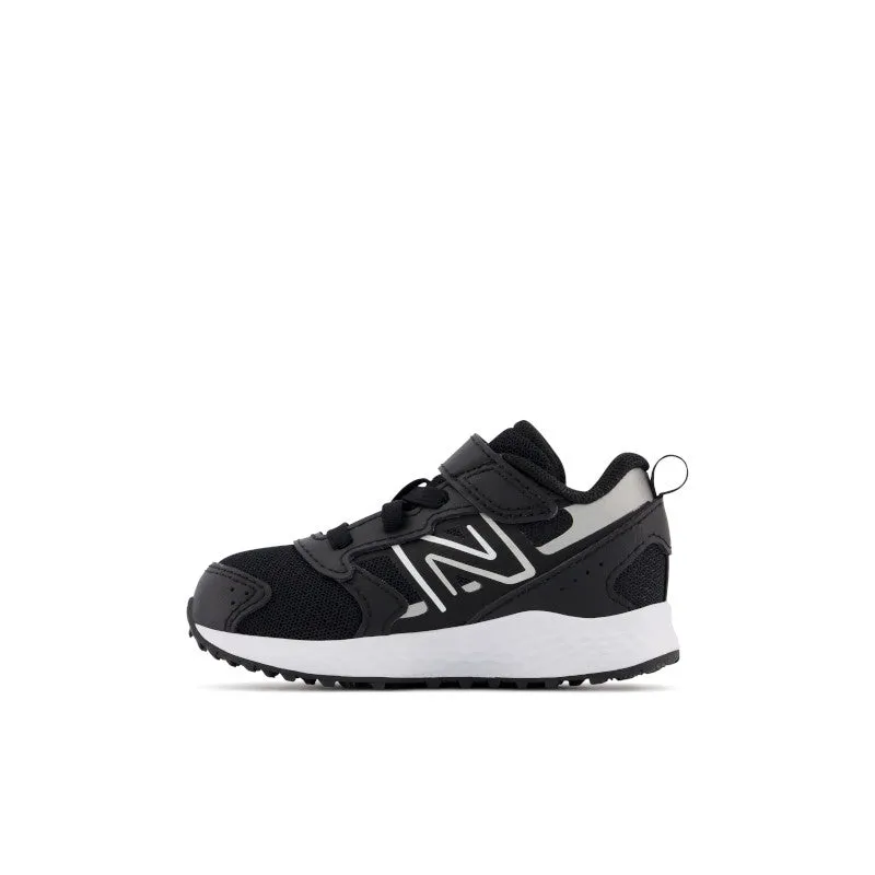 Fresh Foam 650 Bungee-Schnürsenkel mit Oberriemen - Schwarz mit Metallic-Silber und Weiß - Kinder