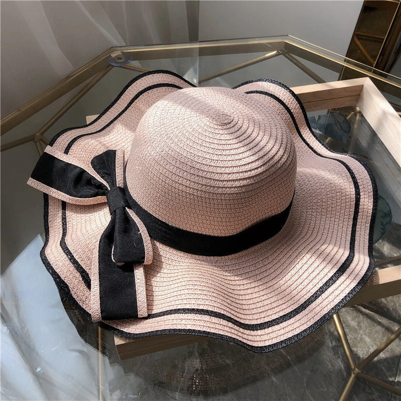 Fresh Straw Hat Women UV Beach Sun Protection Korean Travel Casual Bow