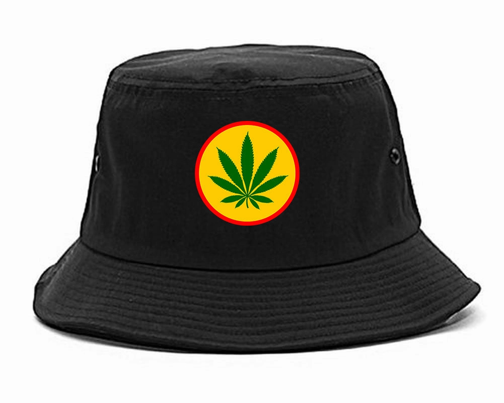 Ganja Green Weed Leaf Chest Mens Bucket Hat