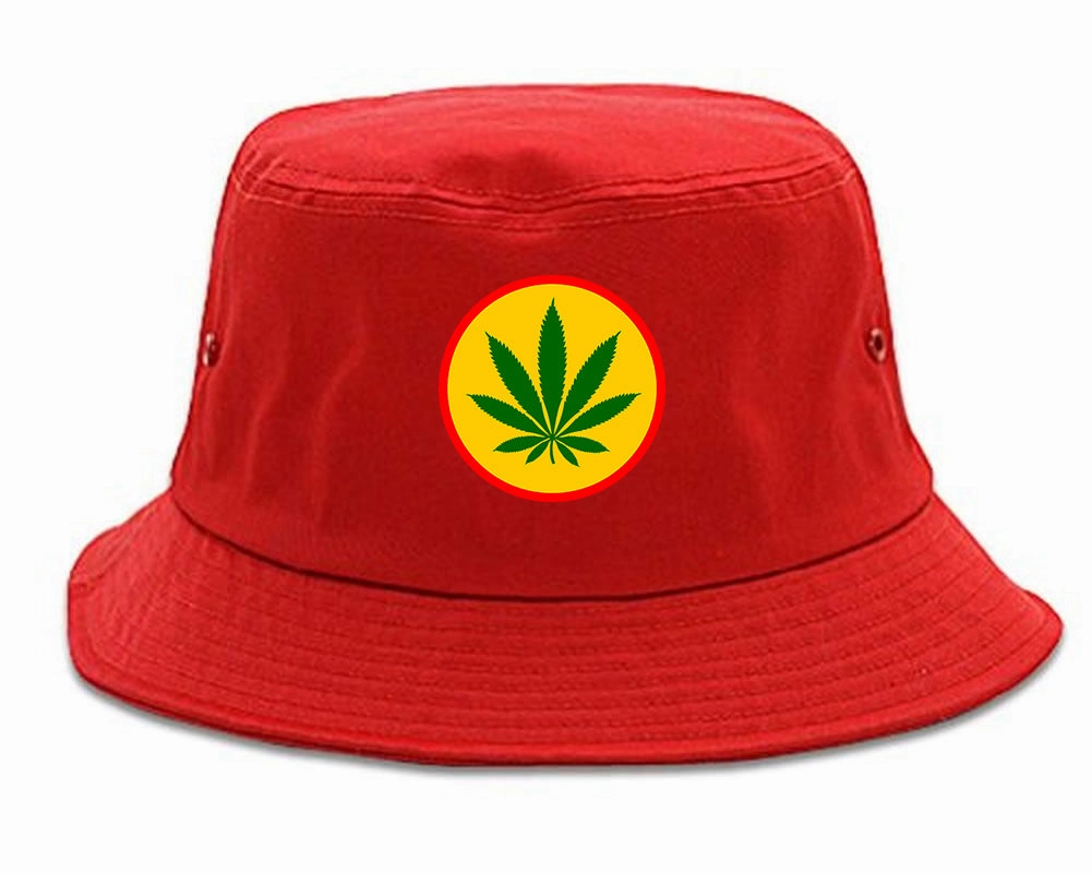 Ganja Green Weed Leaf Chest Mens Bucket Hat