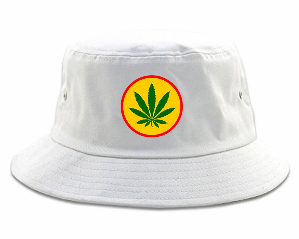 Ganja Green Weed Leaf Chest Mens Bucket Hat