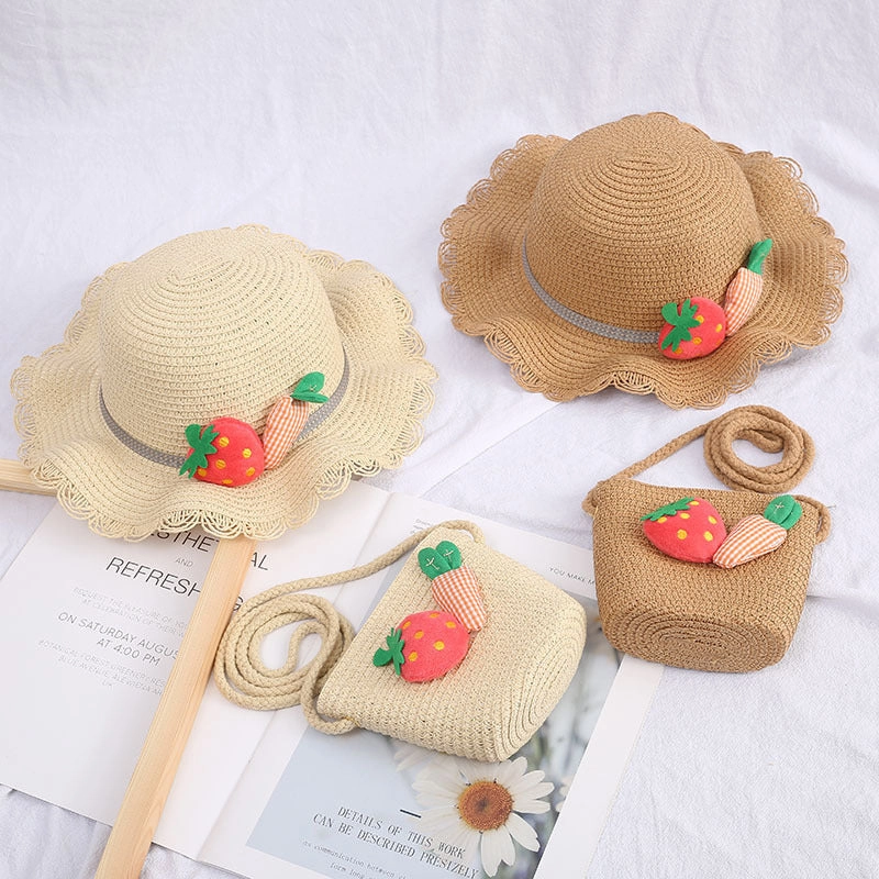 Girls' Sun Hat Kids' Straw Bag Set Summer Thin Cool UV Sun spring-straw-hat