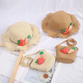 Girls' Sun Hat Kids' Straw Bag Set Summer Thin Cool UV Sun spring-straw-hat