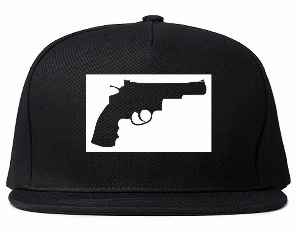 Gun Silhouette Revolver 45 Chrome Snapback Hat