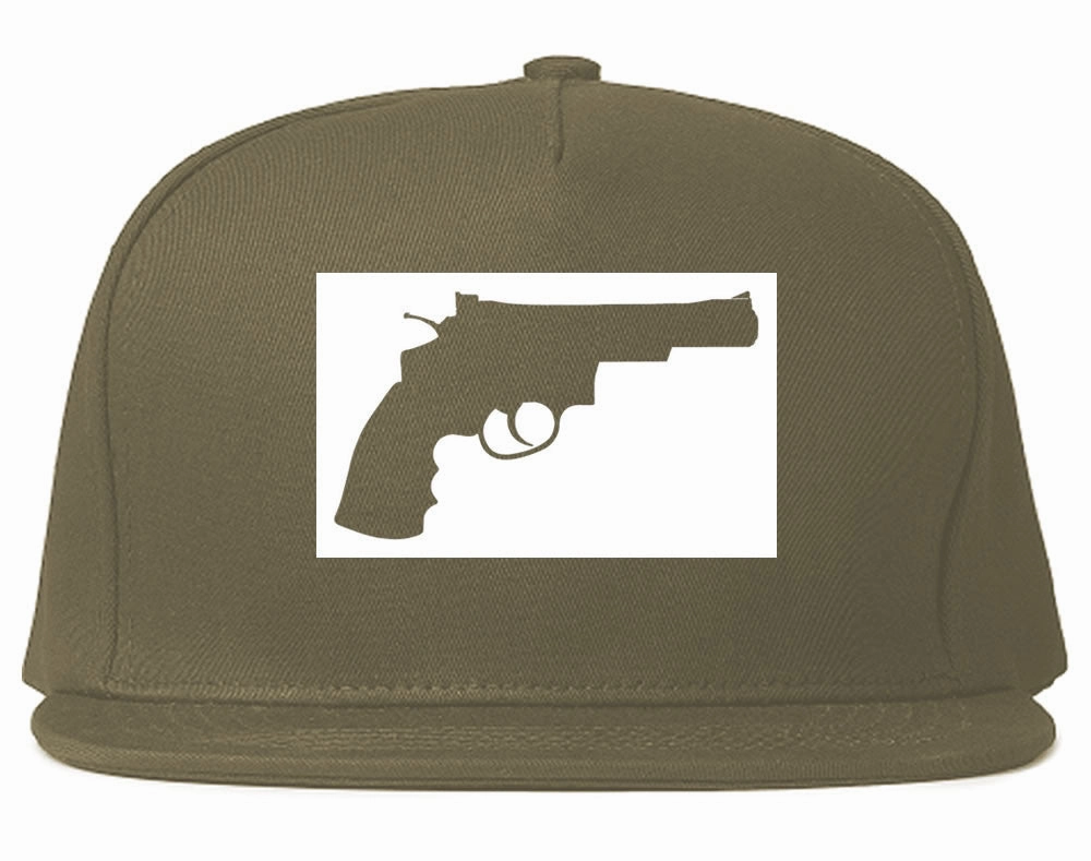 Gun Silhouette Revolver 45 Chrome Snapback Hat