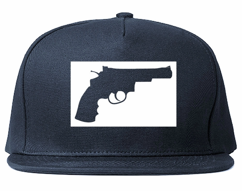 Gun Silhouette Revolver 45 Chrome Snapback Hat