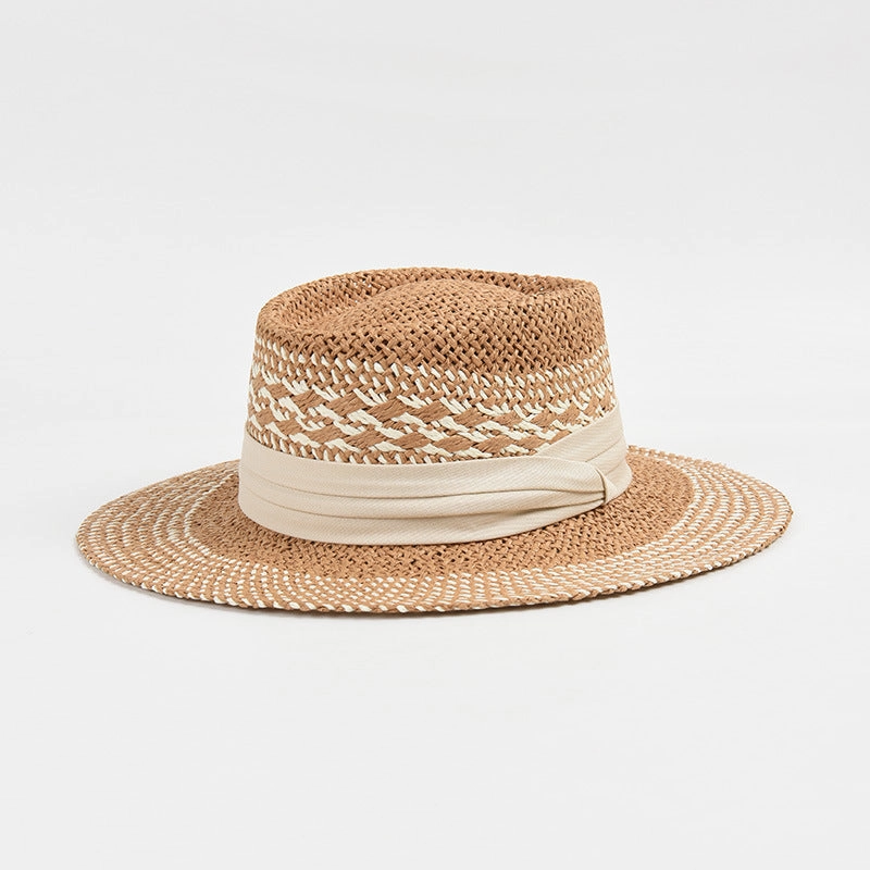 Handwoven Hat Women's Beach Vacation Fashion French Colorblock