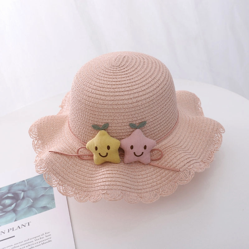 Hat Summer Girls' Straw Bag Set Sun Protection UV Beach Hat