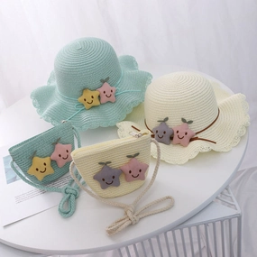 Hat Summer Girls' Straw Bag Set Sun Protection UV Beach Hat spring-straw-hat