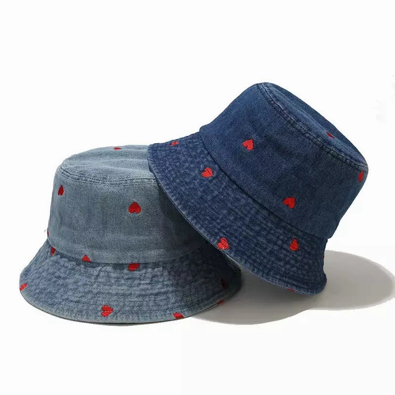 Hearts Denim Bucket Hat