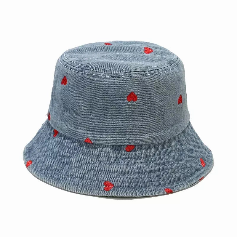 Hearts Denim Bucket Hat