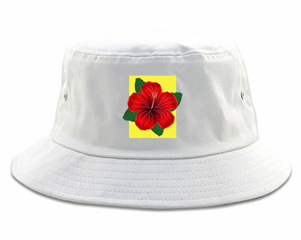 Hibiscus Flower Red Yellow Mens Bucket Hat