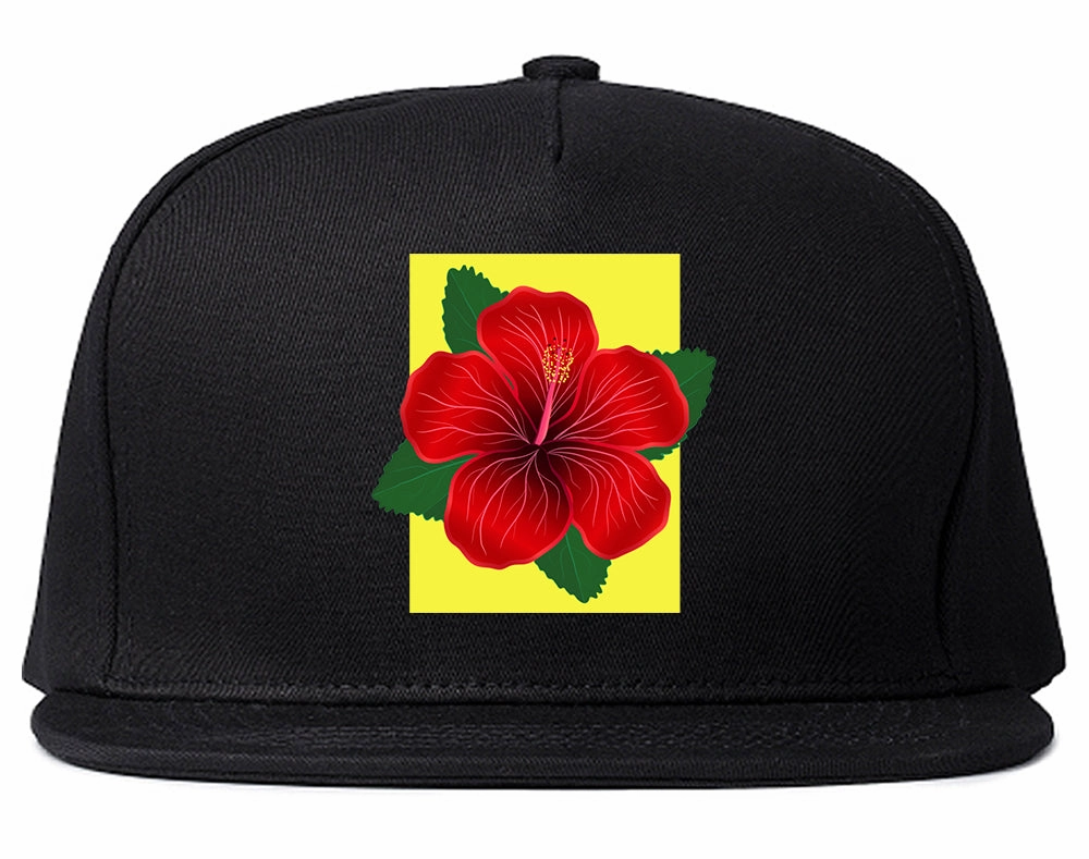 Hibiscus Flower Red Yellow Mens Snapback Hat