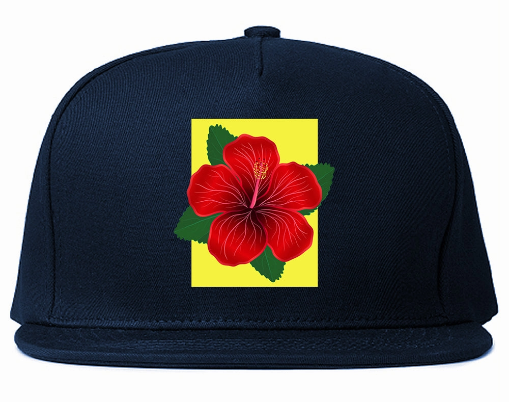 Hibiscus Flower Red Yellow Mens Snapback Hat