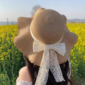 Hot Lace Wide-Brim Sun Hat spring-straw-hat