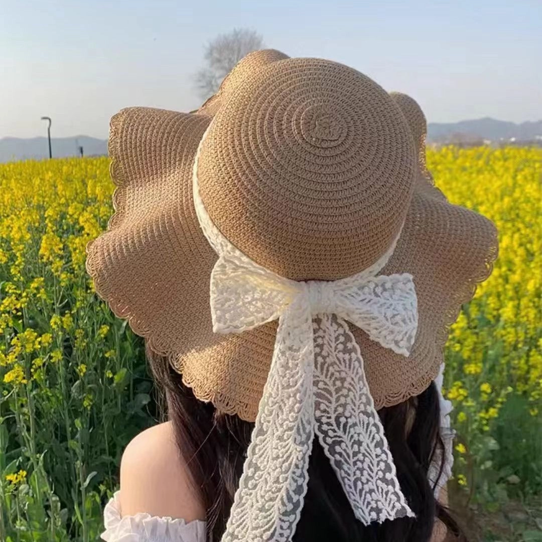 Hot Lace Wide-Brim Sun Hat spring-straw-hat