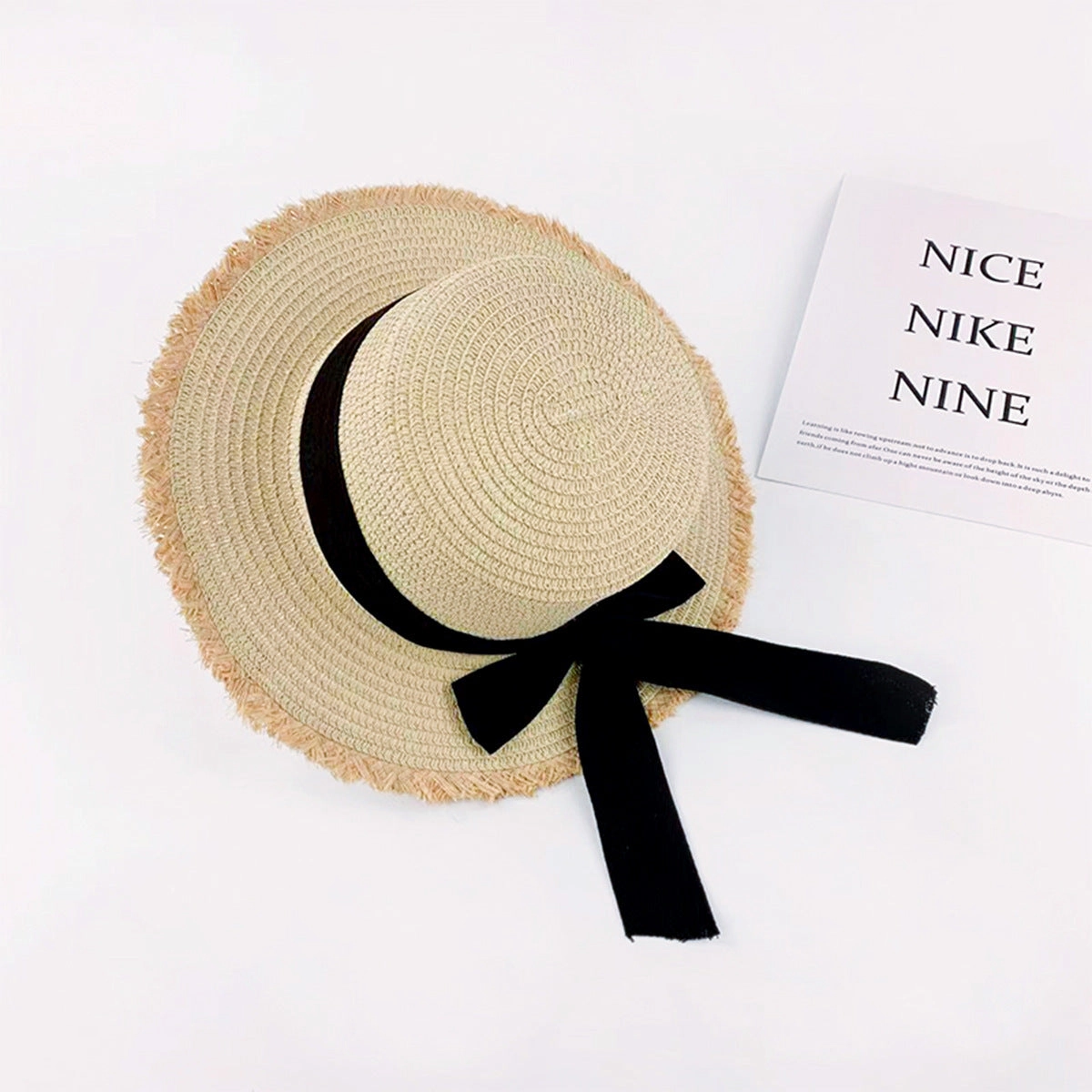 Hot Raffia Hat Women's Summer Beach French Flat Brim Sun Fisherman