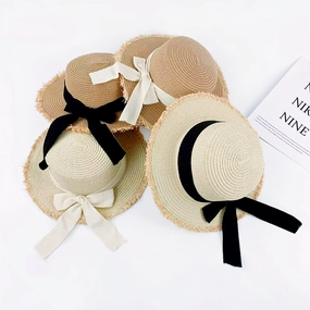 Hot Raffia Hat Women's Summer Beach French Flat Brim Sun Fisherman spring-straw-hat