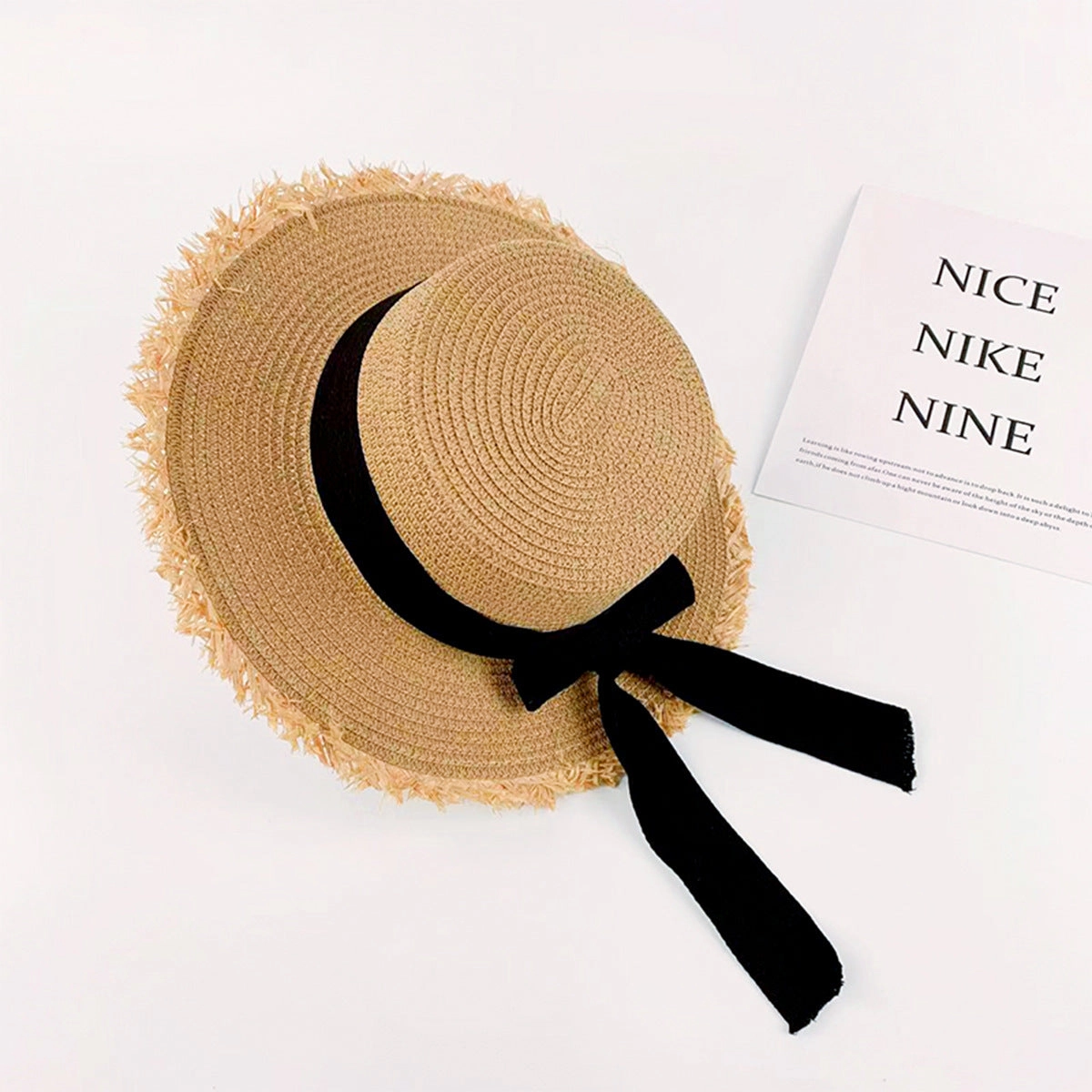 Hot Raffia Hat Women's Summer Beach French Flat Brim Sun Fisherman