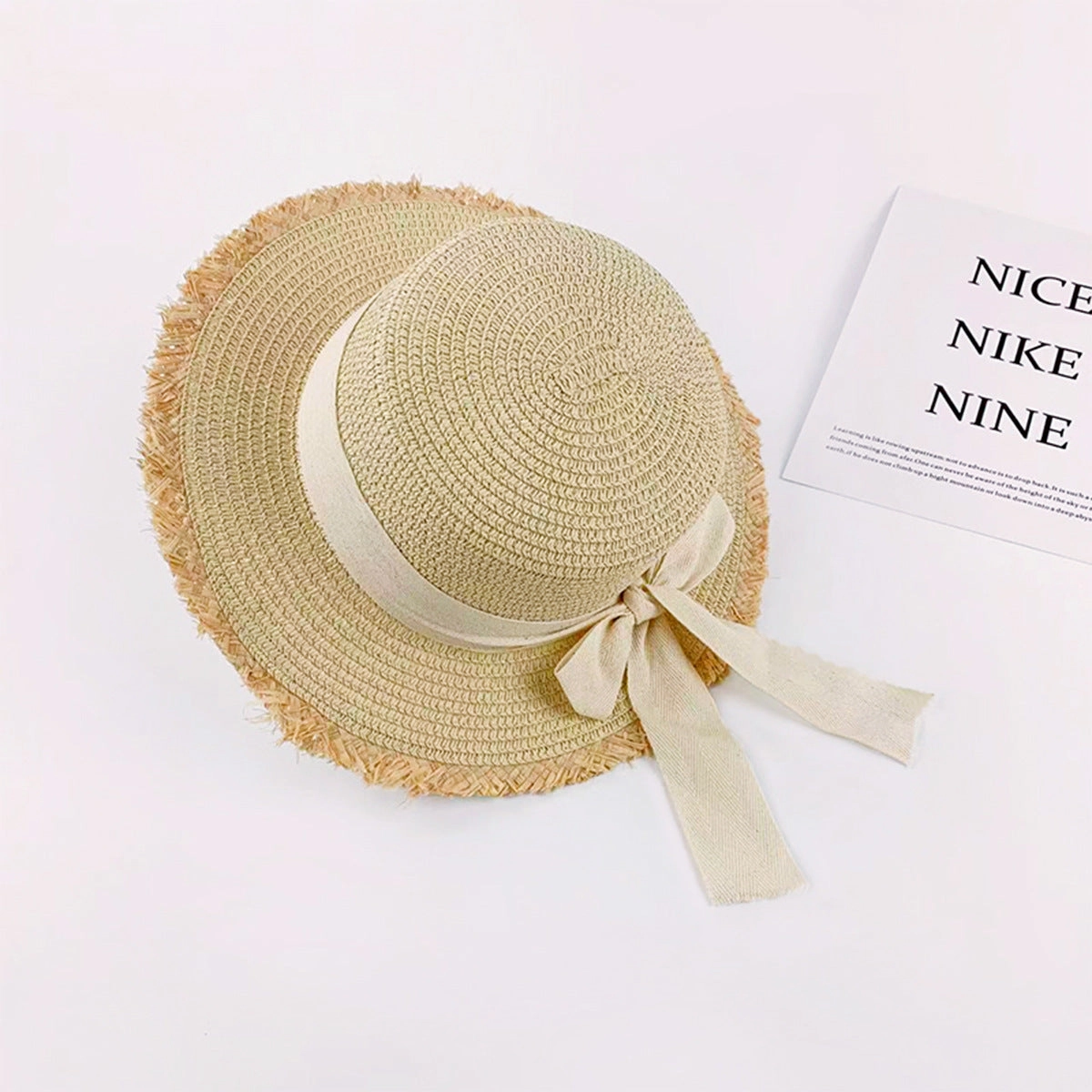 Hot Raffia Hat Women's Summer Beach French Flat Brim Sun Fisherman