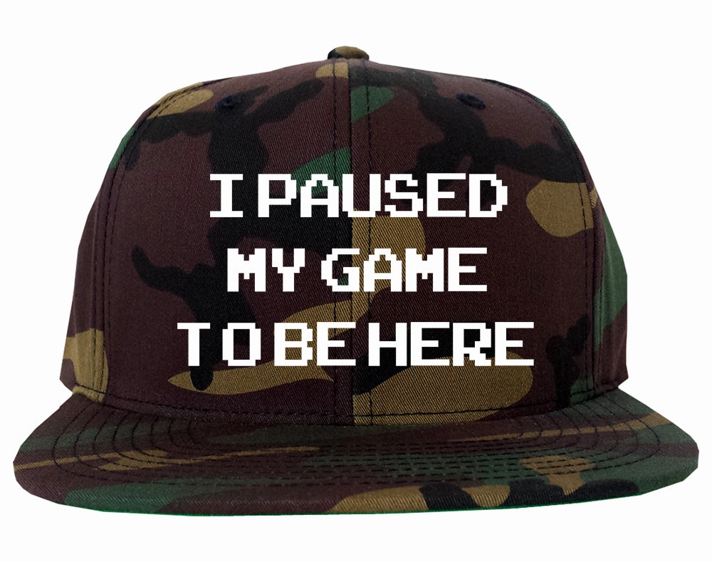 I Paused My Game To Be Here Gamer Mens Snapback Hat
