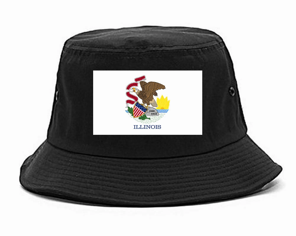 Illinois State Flag IL Chest Mens Bucket Hat