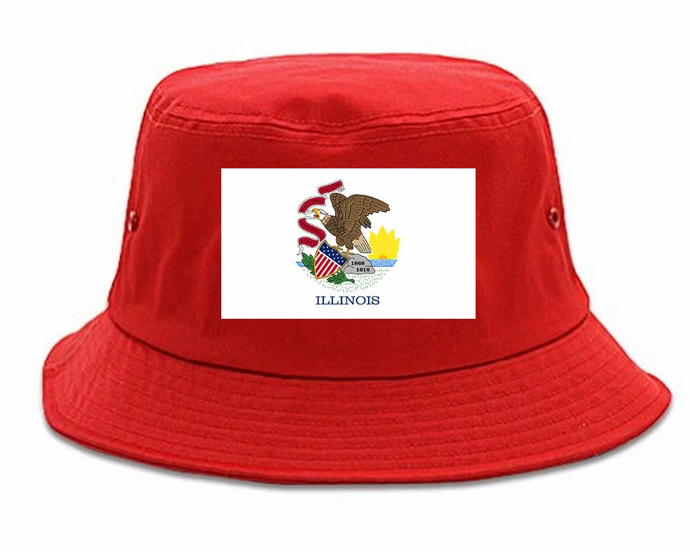 Illinois State Flag IL Chest Mens Bucket Hat