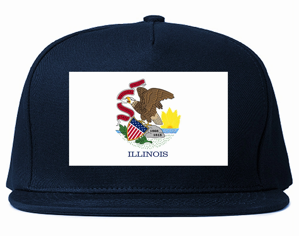 Illinois State Flag IL Chest Mens Snapback Hat
