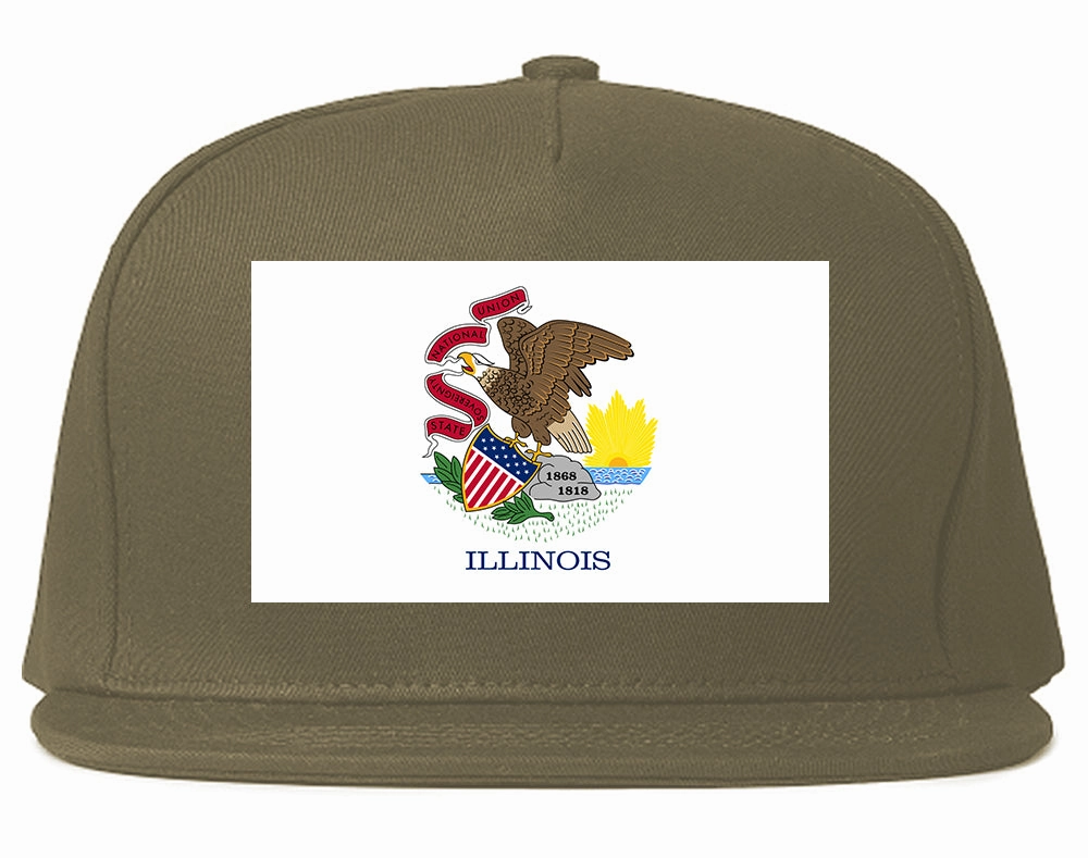 Illinois State Flag IL Chest Mens Snapback Hat