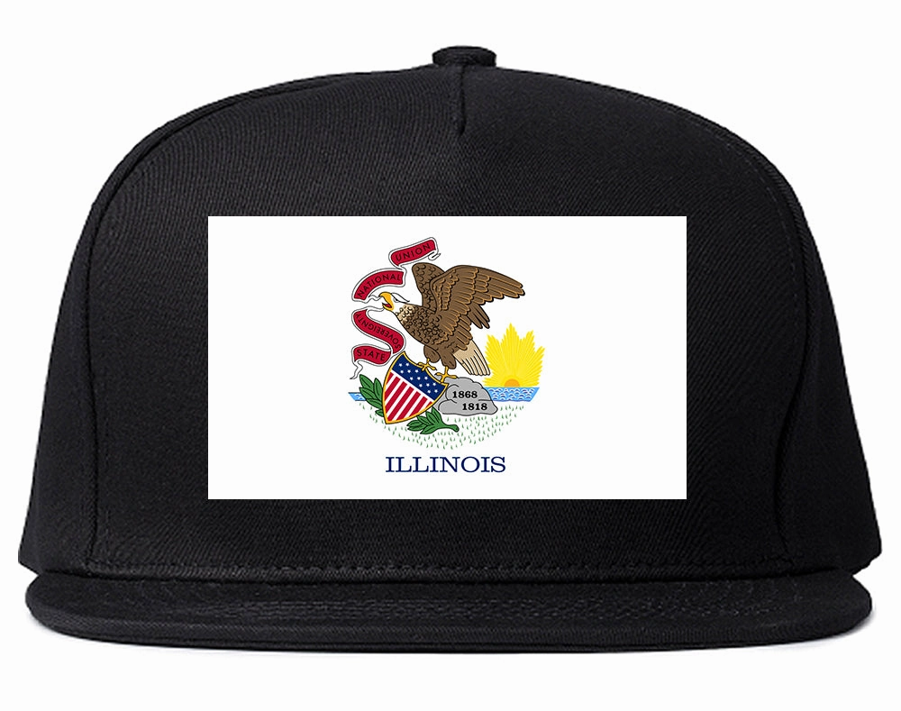 Illinois State Flag IL Chest Mens Snapback Hat