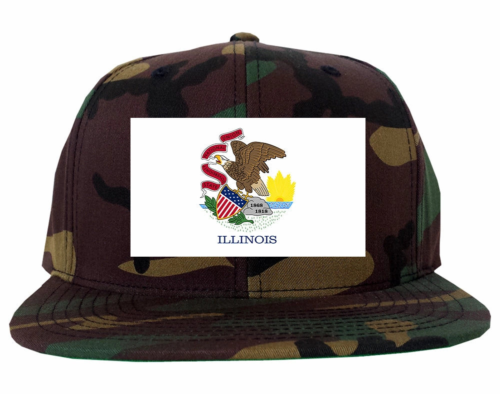 Illinois State Flag IL Chest Mens Snapback Hat