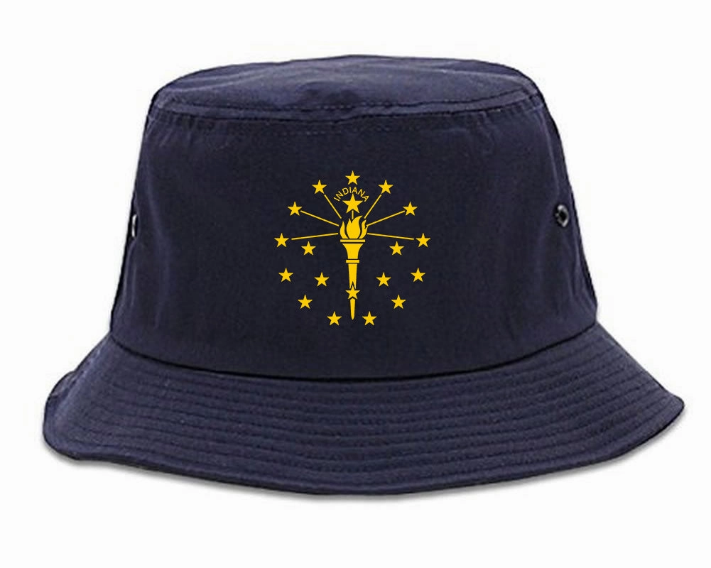 Indiana State Flag Outline Mens Bucket Hat