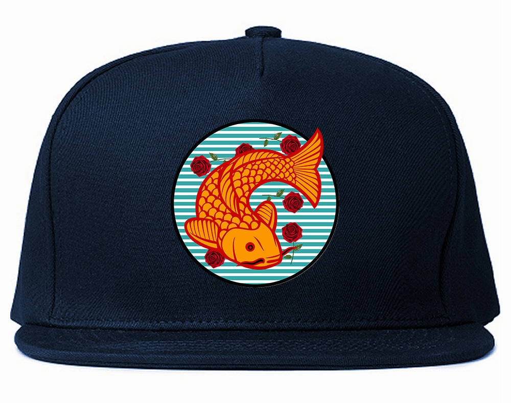 Japanese Koi Fish Print Mens Snapback Hat