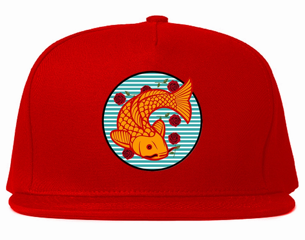 Japanese Koi Fish Print Mens Snapback Hat