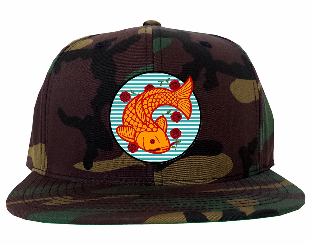 Japanese Koi Fish Print Mens Snapback Hat