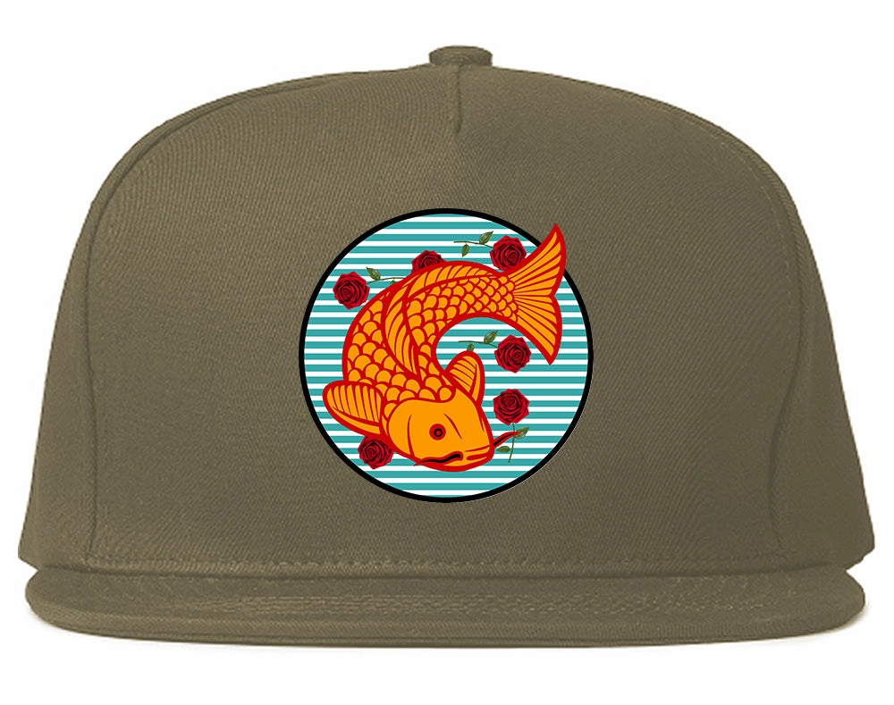 Japanese Koi Fish Print Mens Snapback Hat