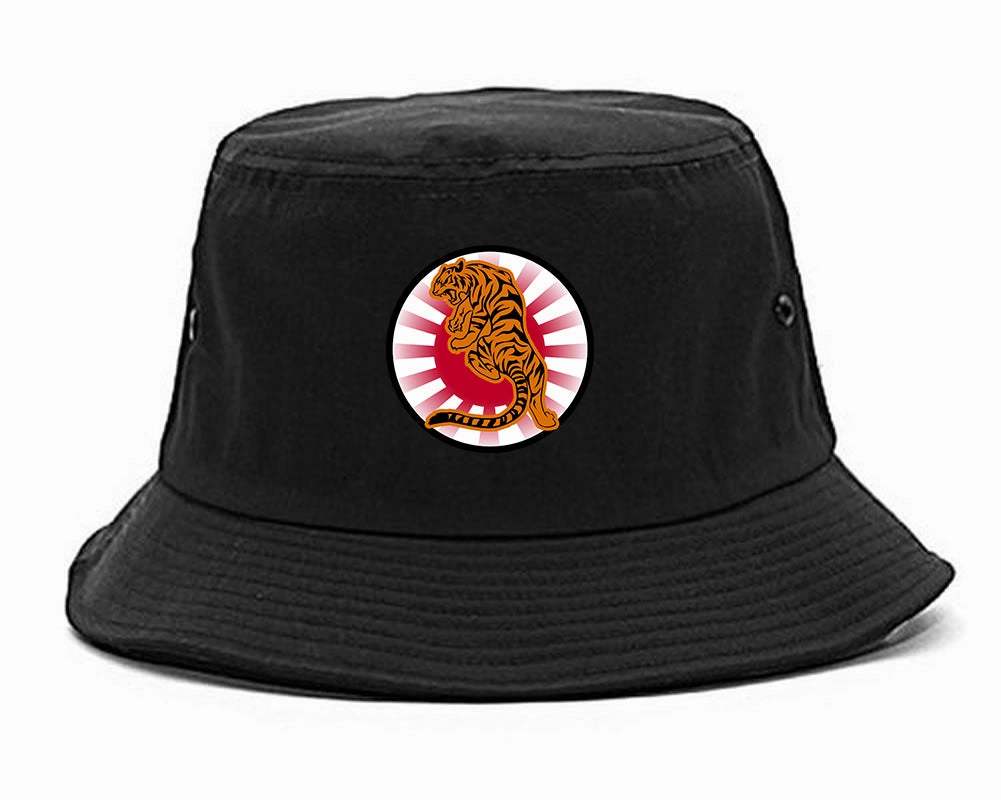Japanese Tiger Rising Sun Mens Bucket Hat