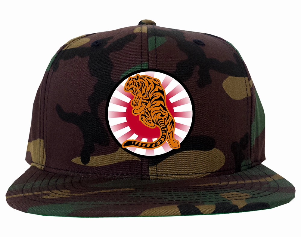 Japanese Tiger Rising Sun Mens Snapback Hat