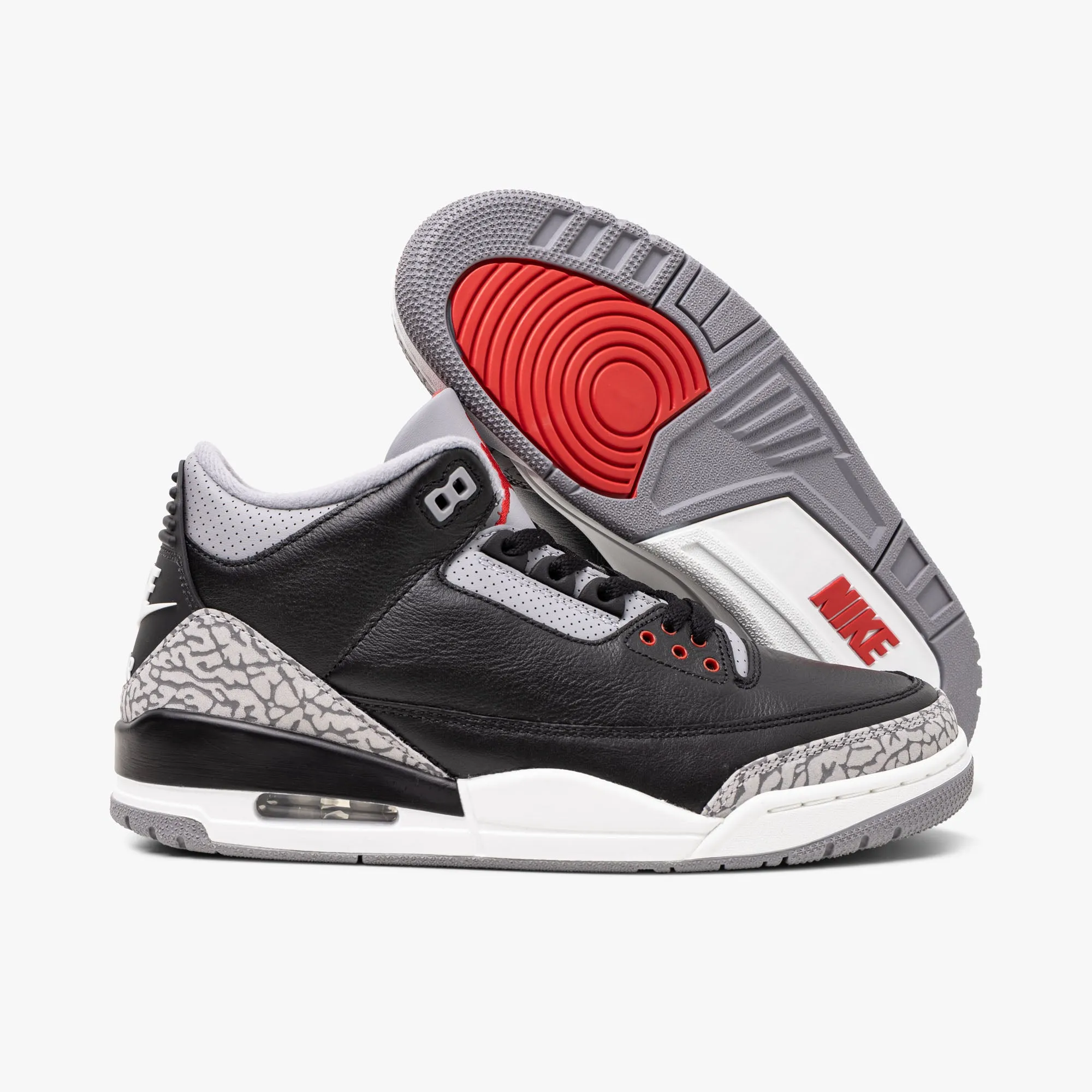 Jordan 3 Retro Schwarz / Feuerrot - Zementgrau
