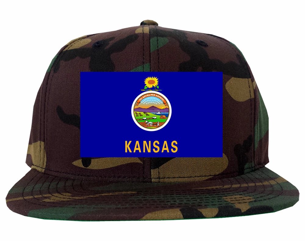 Kansas State Flag KS Chest Mens Snapback Hat