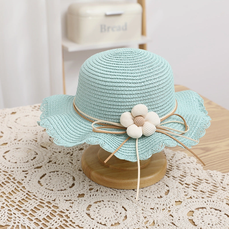 Kids Hat Girls' Summer Fisherman Straw Bag Set Stylish Cute Floral Sun