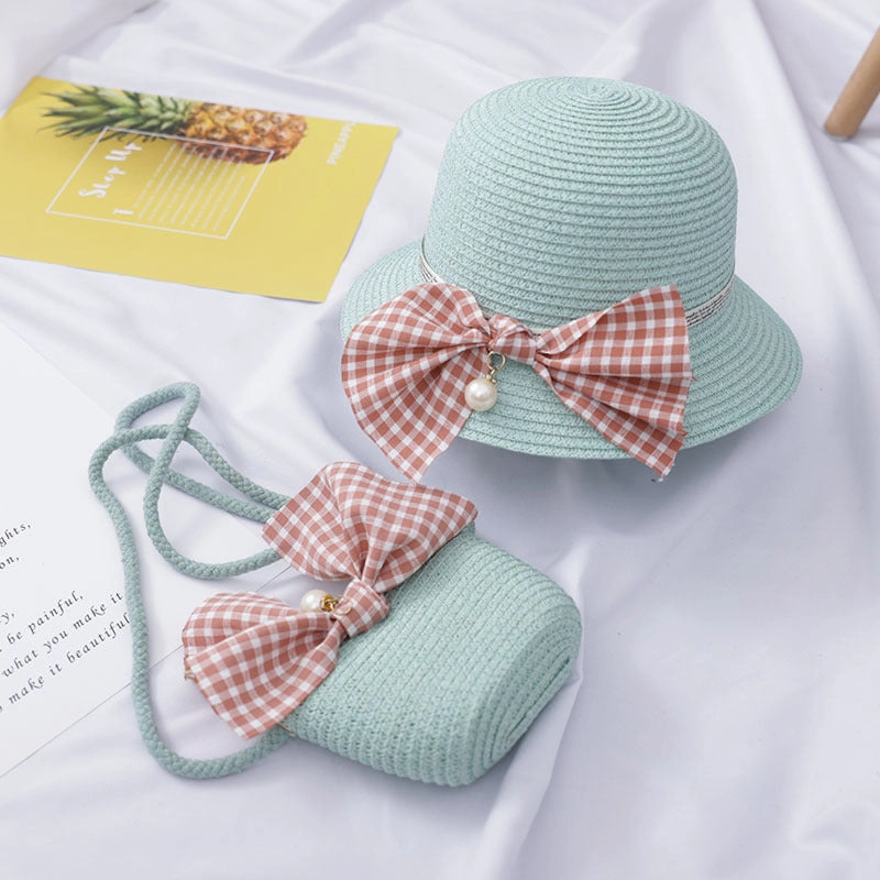 Kids Straw Hat Bag Set Summer Girls' Crossbody Princess Sun Protection