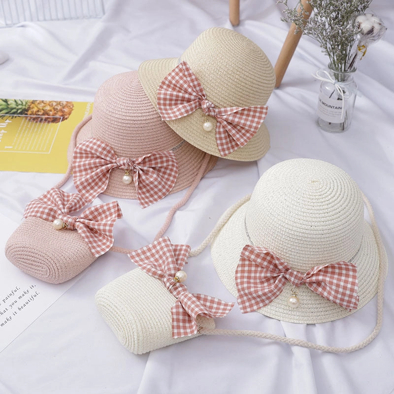 Kids Straw Hat Bag Set Summer Girls' Crossbody Princess Sun Protection spring-straw-hat
