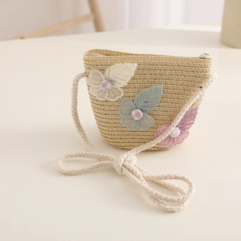 Kids Straw Hat Girls' Sun Hat Family Beach Woven Bag Set Wholesale