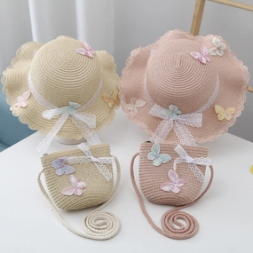 Kids Summer Hat Baby Sun Protection Straw Bag Set Princess Beach spring-straw-hat