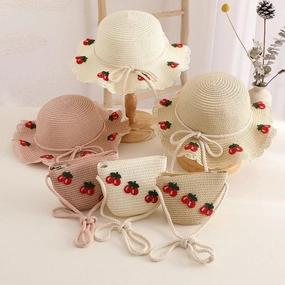 Kids Sun Hat Baby Straw Bag Set Girls' Cute Wide Brim Sun spring-straw-hat