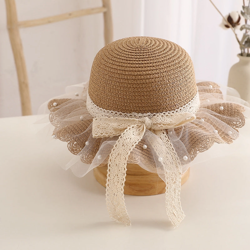 Kids Sun Hat Family Straw Cute Princess Summer Baby Beach Bag