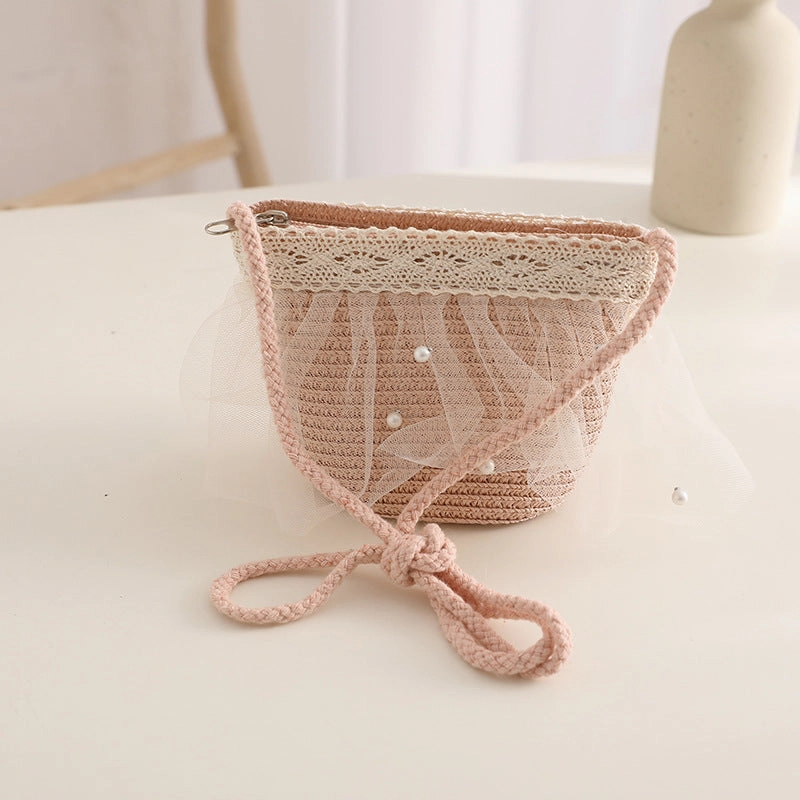 Kids Sun Hat Family Straw Cute Princess Summer Baby Beach Bag
