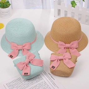 Kids Sun Hat Girls' Summer Straw Bag Set Princess Beach UV spring-straw-hat